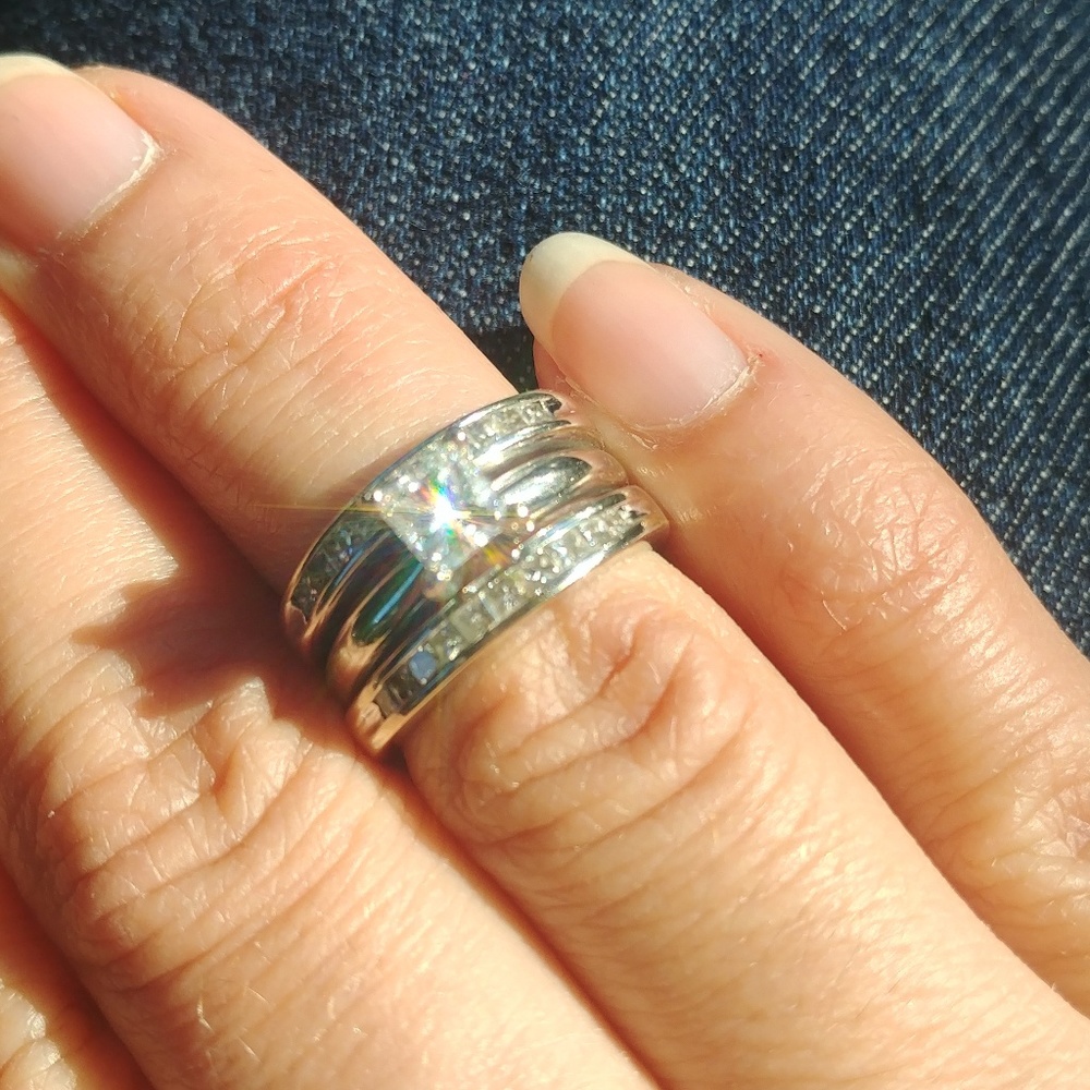 Princess Cut Solitaire Diamond Wedding Band Set